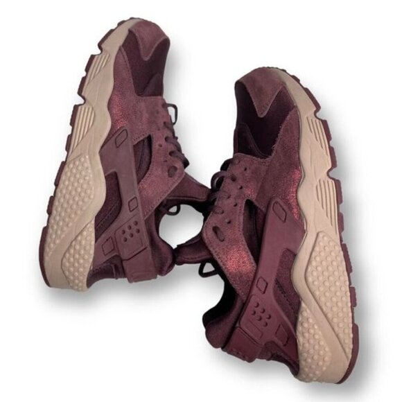 Nike Air Huarache Run Burgundy Crush Suede Sneakers BV1170-600 Women’s Size 11 - Picture 6 of 10
